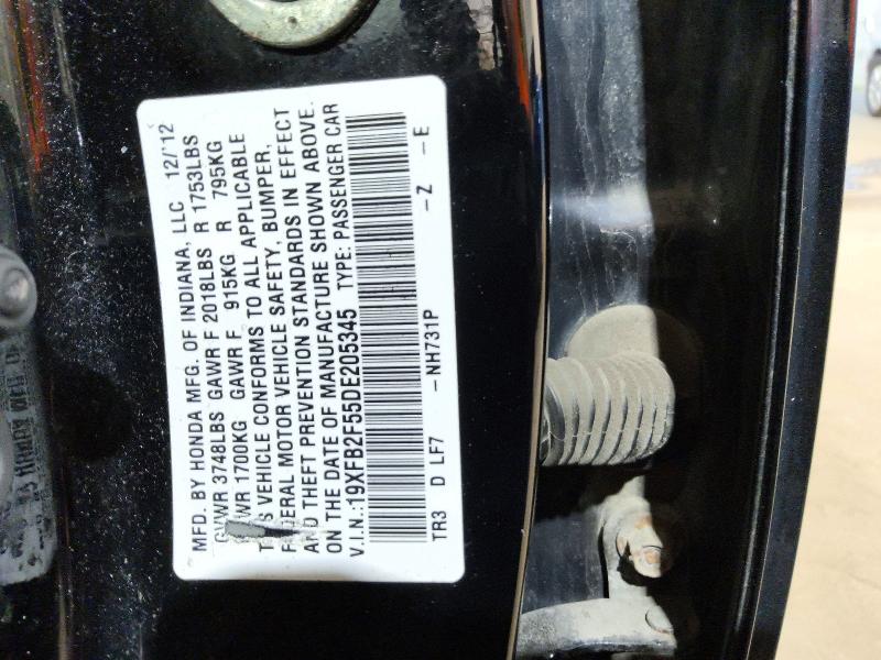 Продажа на аукционе авто 2013 Honda Civic, vin: 19XFB2F55DE205345, номер лота: 58013786