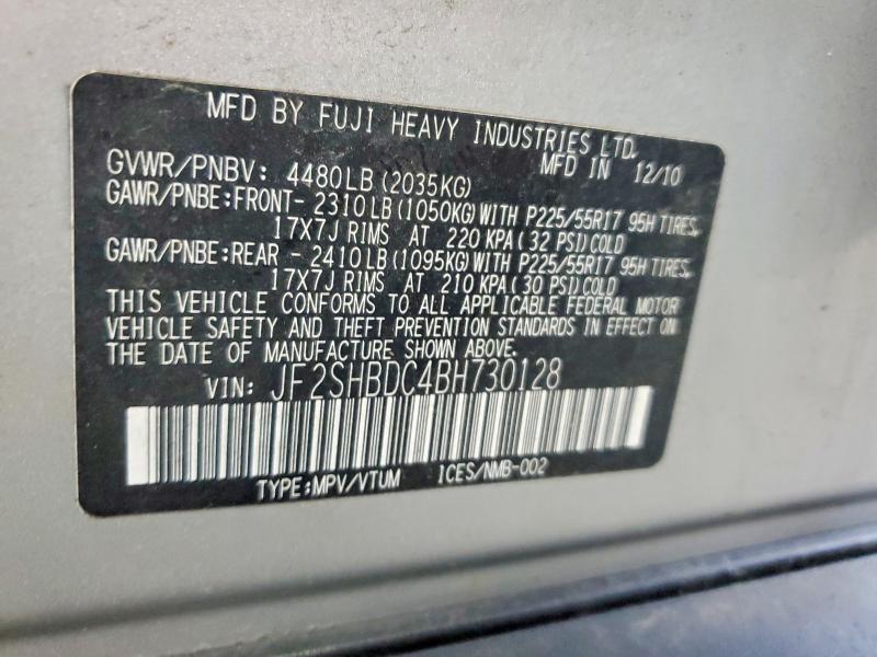 2011 Subaru Forester მანქანა იყიდება აუქციონზე, vin: JF2SHBDC4BH730128, აუქციონის ნომერი: 63175606
