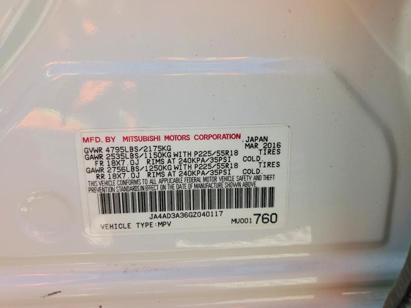 Aukcja sprzedaży 2016 Mitsubishi Outlander, vin: JA4AD3A36GZ040117, numer aukcji: 60145536