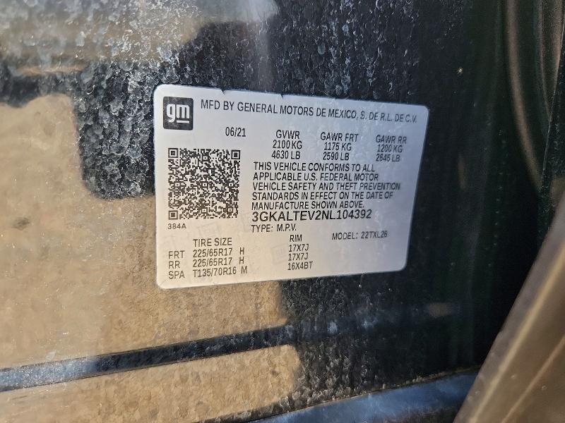 59638596 :رقم المزاد ، 3GKALTEV2NL104392 vin ، 2022 Gmc Terrain مزاد بيع