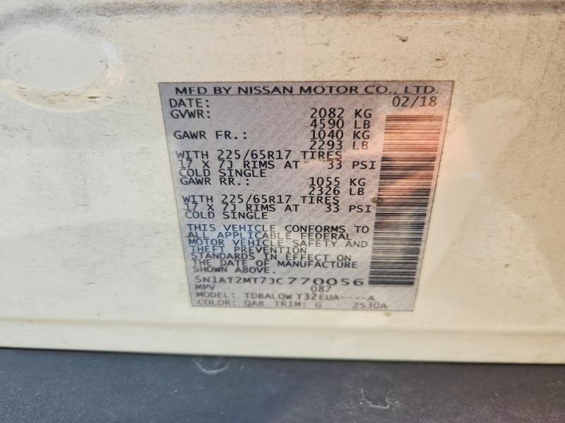 Продажа на аукционе авто 2018 Nissan Rogue, vin: 5N1AT2MT7JC770056, номер лота: 61838666