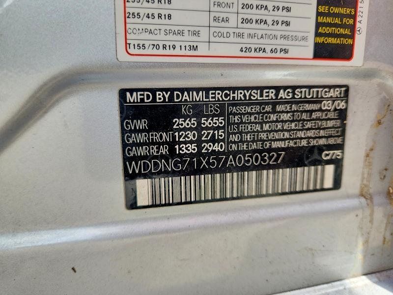 Aukcja sprzedaży 2007 Mercedes-benz S, vin: WDDNG71X57A050327, numer aukcji: 61722726