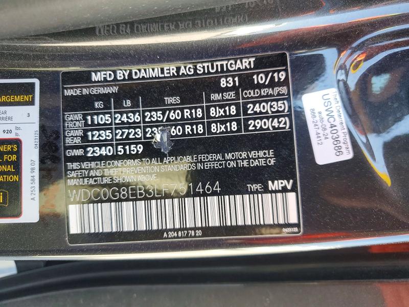 2020 Mercedes-benz Glc მანქანა იყიდება აუქციონზე, vin: WDC0G8EB3LF751464, აუქციონის ნომერი: 59032606