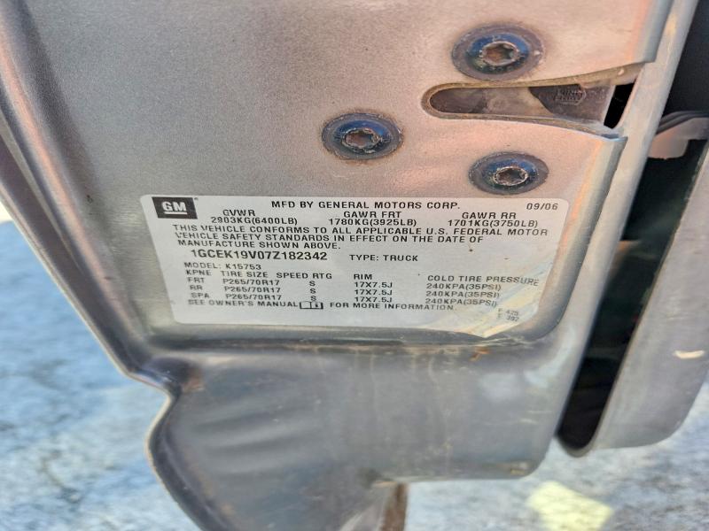 2007 Chevrolet Silverado მანქანა იყიდება აუქციონზე, vin: 1GCEK19V07Z182342, აუქციონის ნომერი: 62933866