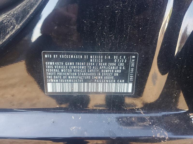 60330126 :رقم المزاد ، 3VWNM7BU8NM026799 vin ، 2022 Volkswagen Jetta مزاد بيع