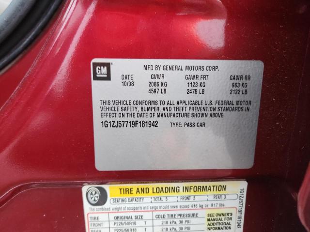 85452935 :رقم المزاد ، 1G1ZJ57719F181942 vin ، 2009 Chevrolet Malibu مزاد بيع