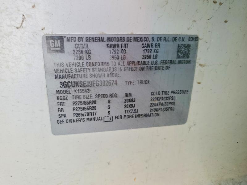 Продаж на аукціоні авто 2015 Chevrolet Silverado, vin: 3GCUKSEJ9FG302674, номер лоту: 61231846