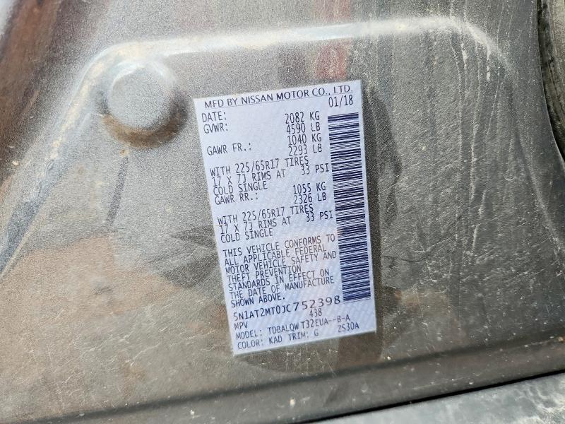 Продаж на аукціоні авто 2018 Nissan Rogue, vin: 5N1AT2MT0JC752398, номер лоту: 61331676