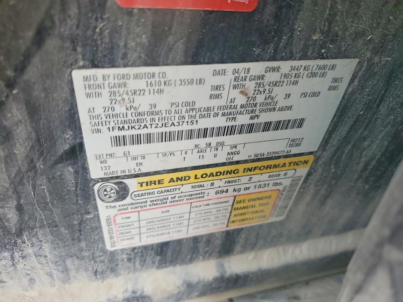 61519926 :رقم المزاد ، 1FMJK2AT2JEA37151 vin ، 2018 Ford Expedition مزاد بيع