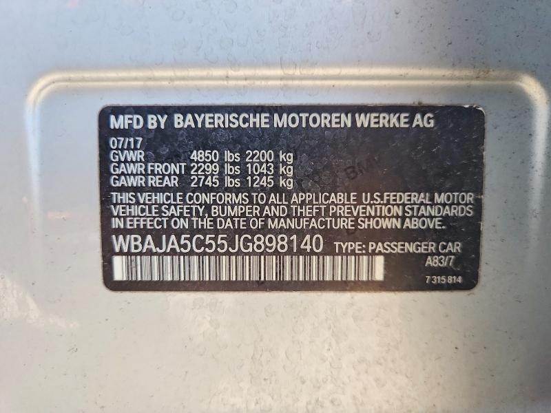 Aukcja sprzedaży 2018 Bmw 530, vin: WBAJA5C55JG898140, numer aukcji: 59353976