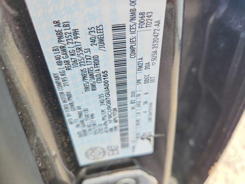 61168886 :رقم المزاد ، 1FMCU9G97GUA00165 vin ، 2016 Ford Escape مزاد بيع