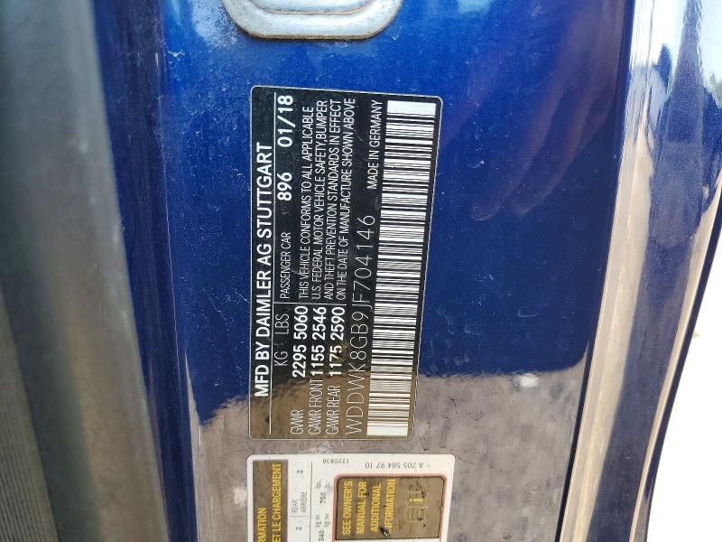 2018 Mercedes-benz C მანქანა იყიდება აუქციონზე, vin: WDDWK8GB9JF704146, აუქციონის ნომერი: 59976856