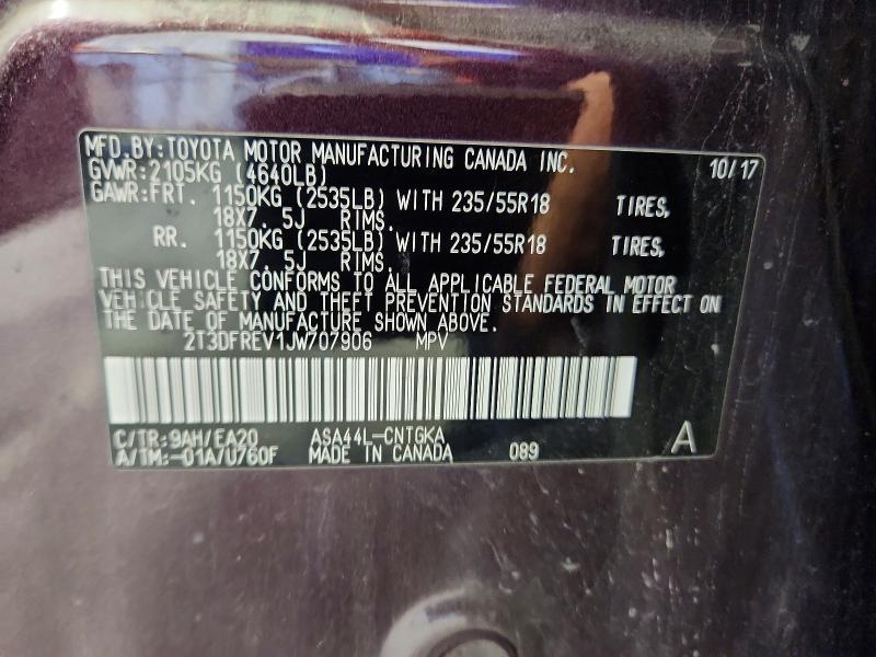 Aukcja sprzedaży 2018 Toyota Rav4, vin: 2T3DFREV1JW707906, numer aukcji: 60615636