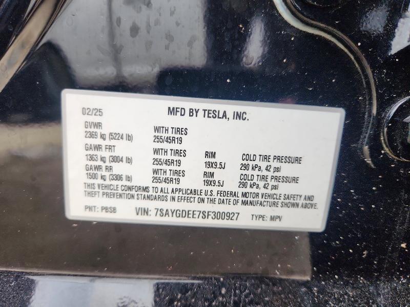 Продаж на аукціоні авто 2025 Tesla Model Y, vin: 7SAYGDEE7SF300927, номер лоту: 60149196