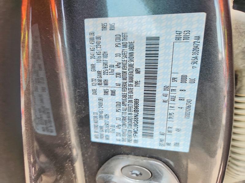 61564836 :رقم المزاد ، 1FMCU9G68NUB96989 vin ، 2022 Ford Escape مزاد بيع