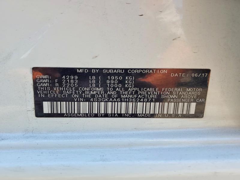 Aukcja sprzedaży 2017 Subaru Impreza, vin: 4S3GKAA61H3624871, numer aukcji: 62450986