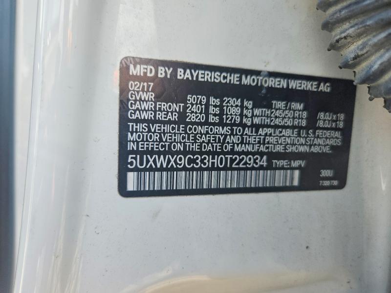 2017 Bmw X3 მანქანა იყიდება აუქციონზე, vin: 5UXWX9C33H0T22934, აუქციონის ნომერი: 62825486