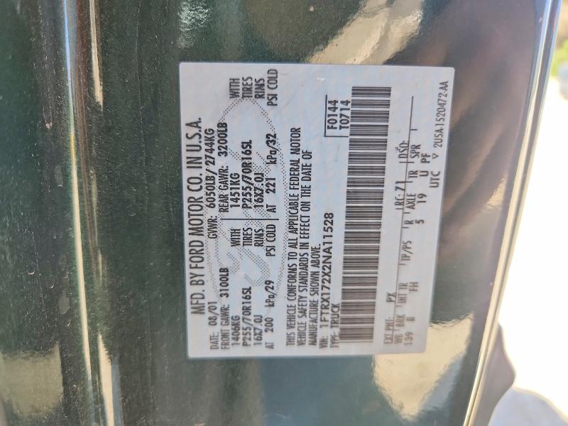 62610196 :رقم المزاد ، 1FTRX172X2NA11528 vin ، 2002 Ford F150 مزاد بيع