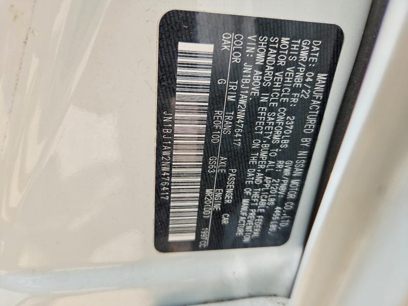 Aukcja sprzedaży 2022 Nissan Rogue Sport, vin: JN1BJ1AW2NW476417, numer aukcji: 59966466