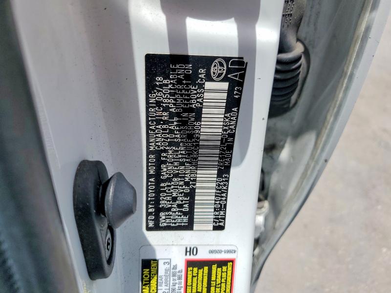 Продажа на аукционе авто 2019 Toyota Corolla, vin: 2T1BURHE8KC129906, номер лота: 59863276
