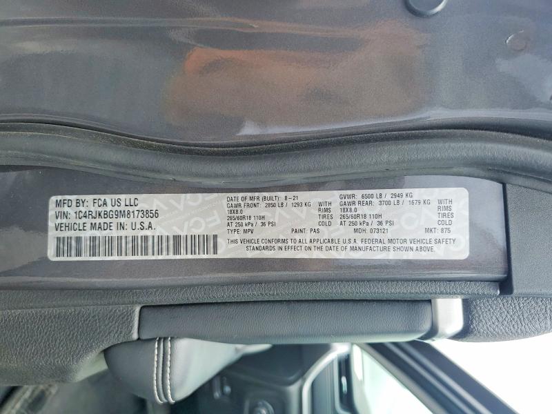 Продаж на аукціоні авто 2021 Jeep Grand Cherokee, vin: 1C4RJKBG9M8173856, номер лоту: 62468406