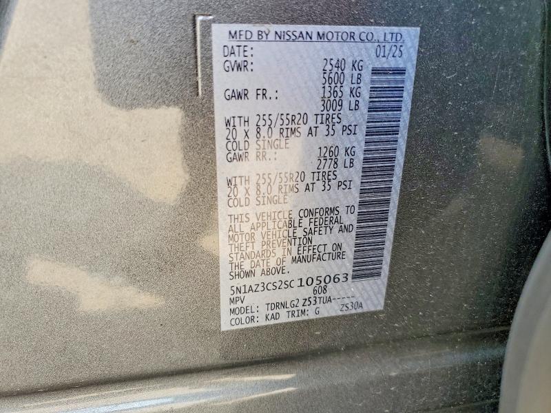 Aukcja sprzedaży 2025 Nissan Murano, vin: 5N1AZ3CS2SC105063, numer aukcji: 60519786