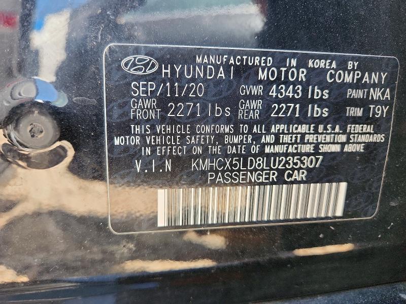 2020 Hyundai Ioniq მანქანა იყიდება აუქციონზე, vin: KMHCX5LD8LU235307, აუქციონის ნომერი: 61383456