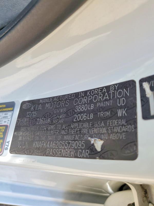 62036506 :رقم المزاد ، KNAFK4A62G5579095 vin ، 2016 Kia Forte مزاد بيع