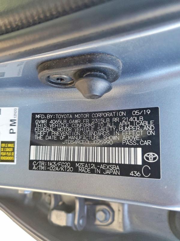 Продаж на аукціоні авто 2020 Toyota Corolla, vin: JTDS4RCE0LJ025990, номер лоту: 59805996