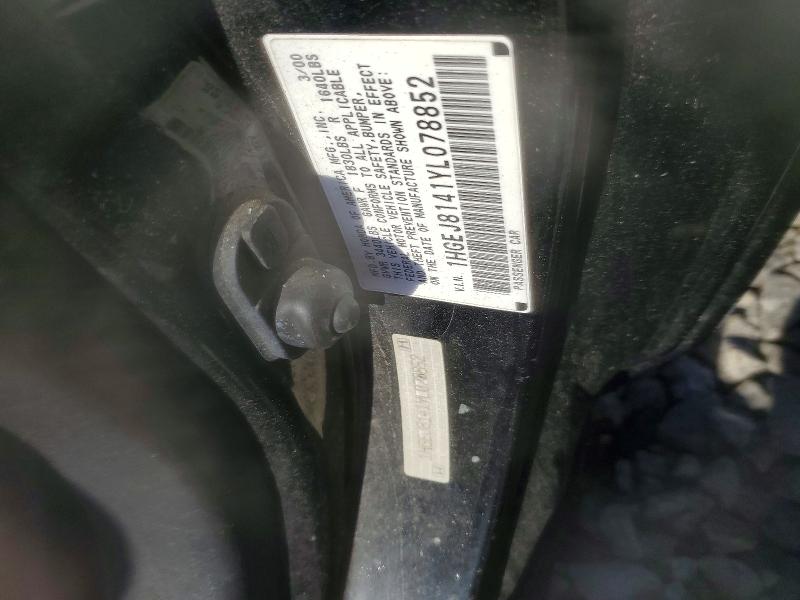 Aukcja sprzedaży 2000 Honda Civic, vin: 1HGEJ8141YL078852, numer aukcji: 62391336