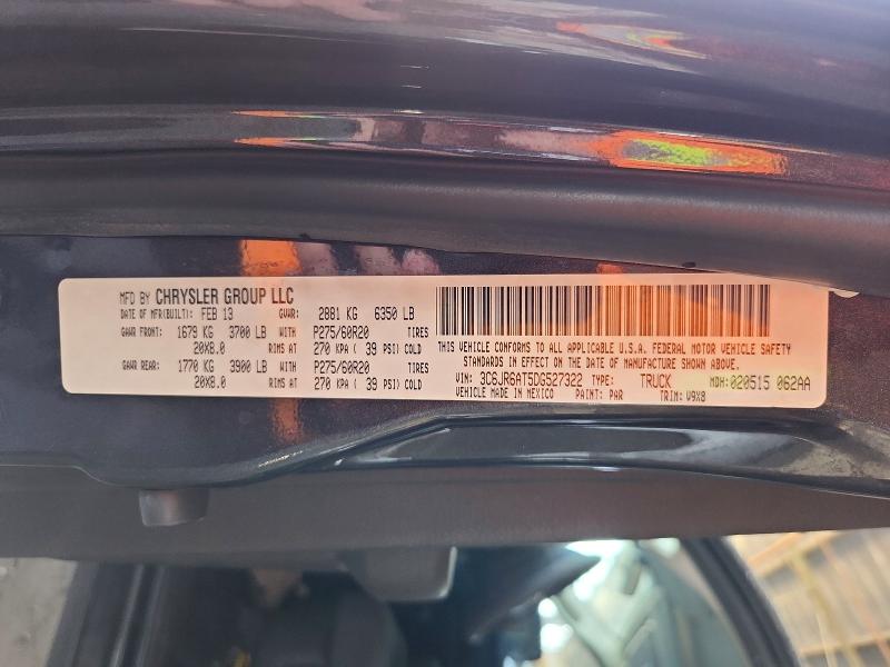 59387636 :رقم المزاد ، 3C6JR6AT5DG527322 vin ، 2013 Ram 1500 مزاد بيع