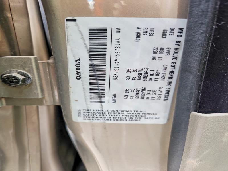 60688256 :رقم المزاد ، YV1SZ59H441137926 vin ، 2004 Volvo Xc70 مزاد بيع
