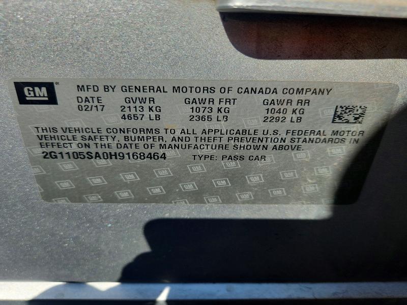 Продажа на аукционе авто 2017 Chevrolet Impala, vin: 2G1105SA0H9168464, номер лота: 61967436