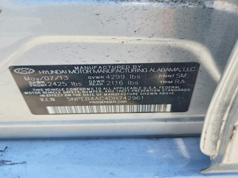 Aukcja sprzedaży 2013 Hyundai Sonata, vin: 5NPEB4AC4DH742961, numer aukcji: 59773186