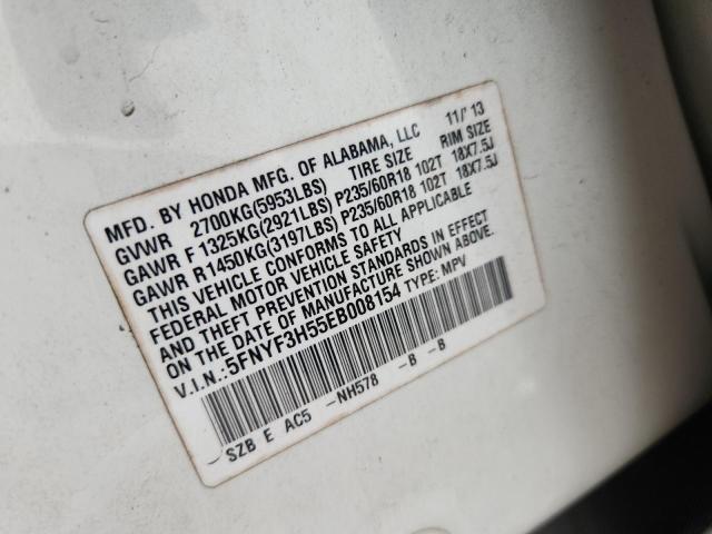 2014 Honda Pilot მანქანა იყიდება აუქციონზე, vin: 5FNYF3H55EB008154, აუქციონის ნომერი: 62344586
