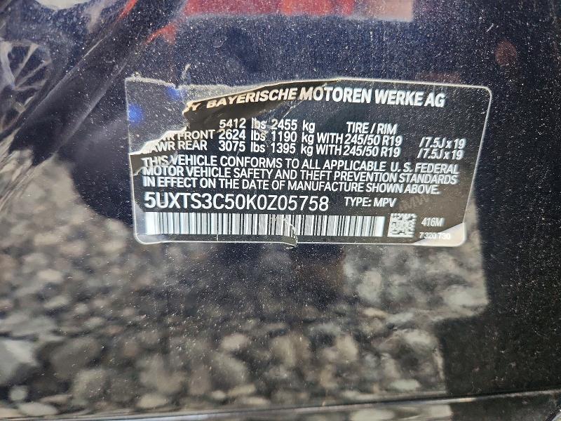 Aukcja sprzedaży 2019 Bmw X3, vin: 5UXTS3C50K0Z05758, numer aukcji: 62513006