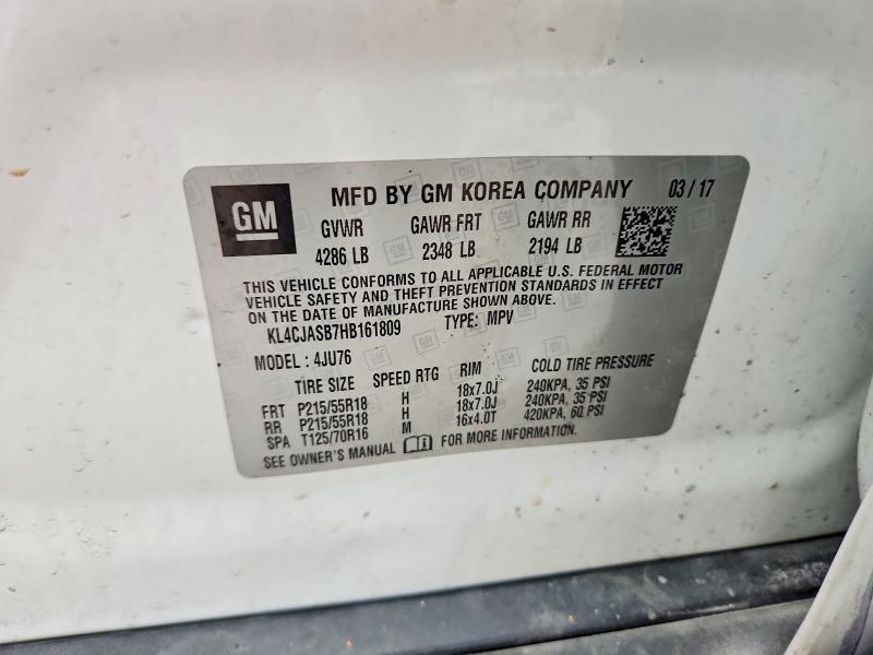 Продаж на аукціоні авто 2017 Buick Encore, vin: KL4CJASB7HB161809, номер лоту: 59702466