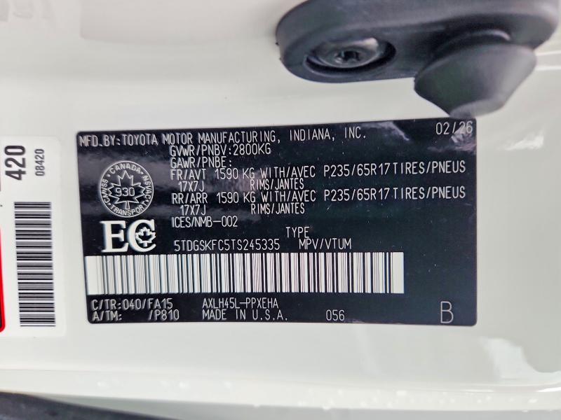 2026 Toyota Sienna მანქანა იყიდება აუქციონზე, vin: 5TDGSKFC5TS245335, აუქციონის ნომერი: 62659286