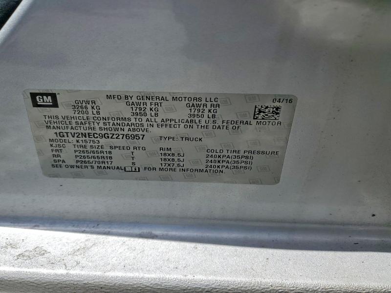 2016 Gmc Sierra მანქანა იყიდება აუქციონზე, vin: 1GTV2NEC9GZ276957, აუქციონის ნომერი: 60035246
