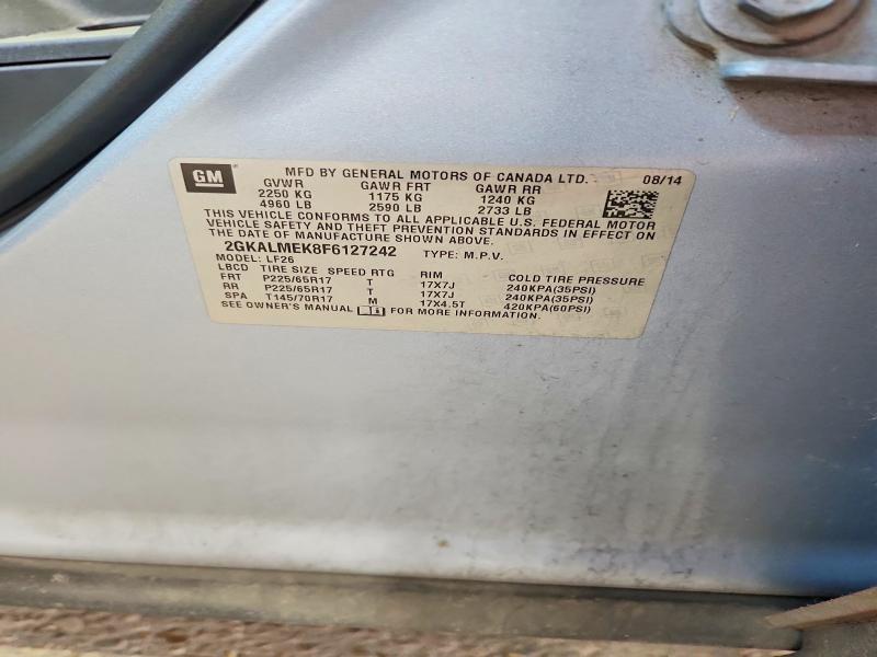 2015 Gmc Terrain მანქანა იყიდება აუქციონზე, vin: 2GKALMEK8F6127242, აუქციონის ნომერი: 63057856