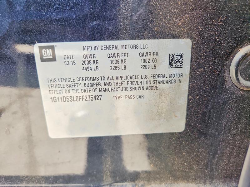 60131706 :رقم المزاد ، 1G11D5SL0FF275427 vin ، 2015 Chevrolet Malibu مزاد بيع