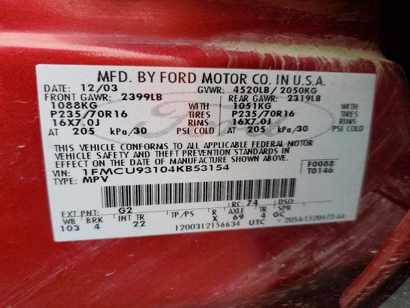 Aukcja sprzedaży 2004 Ford Escape, vin: 1FMCU93104KB53154, numer aukcji: 61874016