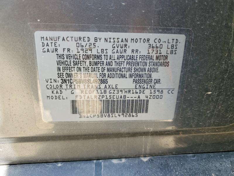 2025 Nissan Kicks Play მანქანა იყიდება აუქციონზე, vin: 3N1CP5BV8SL492865, აუქციონის ნომერი: 60157756