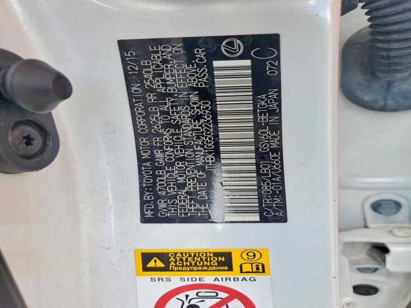 62024076 :رقم المزاد ، JTHBK1GG5G2236930 vin ، 2016 Lexus Es مزاد بيع
