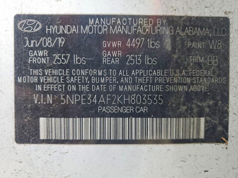 Продажа на аукционе авто 2019 Hyundai Sonata, vin: 5NPE34AF2KH803535, номер лота: 61009376