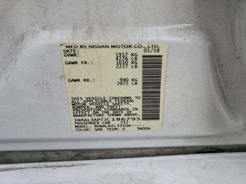60862576 :رقم المزاد ، 1N4AL3AP7JC186795 vin ، 2018 Nissan Altima مزاد بيع