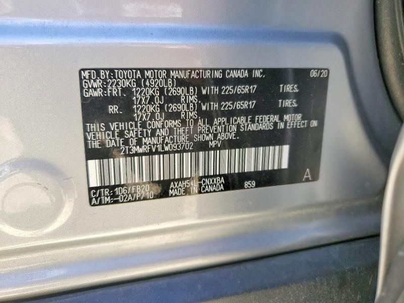 Продаж на аукціоні авто 2020 Toyota Rav4, vin: 2T3MWRFV1LW093702, номер лоту: 60639216