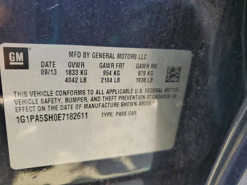 2014 Chevrolet Cruze მანქანა იყიდება აუქციონზე, vin: 1G1PA5SH0E7182611, აუქციონის ნომერი: 61811786