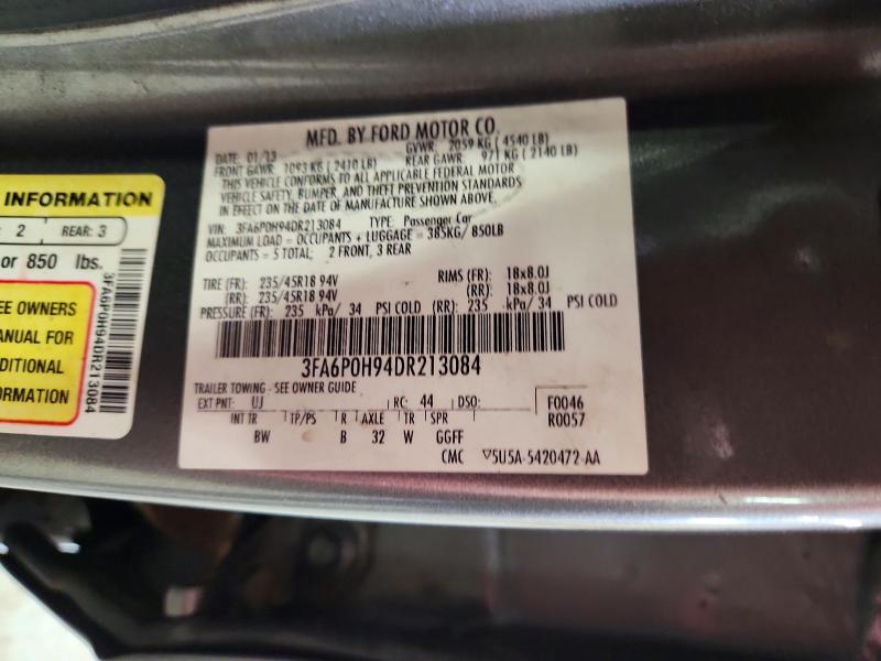 2013 Ford Fusion მანქანა იყიდება აუქციონზე, vin: 3FA6P0H94DR213084, აუქციონის ნომერი: 61362556