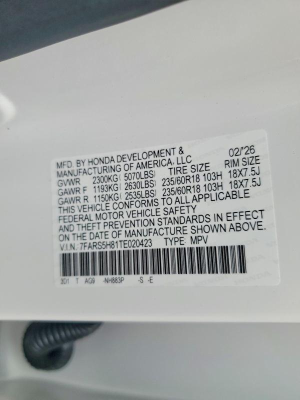 Продажа на аукционе авто 2026 Honda Cr-v, vin: 7FARS5H81TE020423, номер лота: 59285826